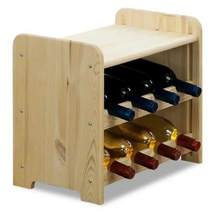 Proregal Flaschenregal Weinregal PINOTWINE C für 8 Flaschen - Holz - Weinregal aus Kiefernholz mit zwei Ebenen, gefüllt mit Wein, für eine stilvolle Aufbewahrung.