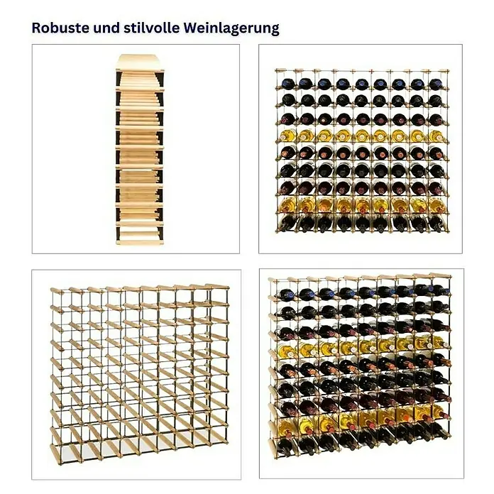 Proregal Flaschenregal Modulares Weinregal VINOTECA MOD METAL für 9x9 Flaschen - Holz - Weinlagerung: Robuste und stilvolle Weinregale in verschiedenen Ausführungen für Ihre edlen Tropfen.