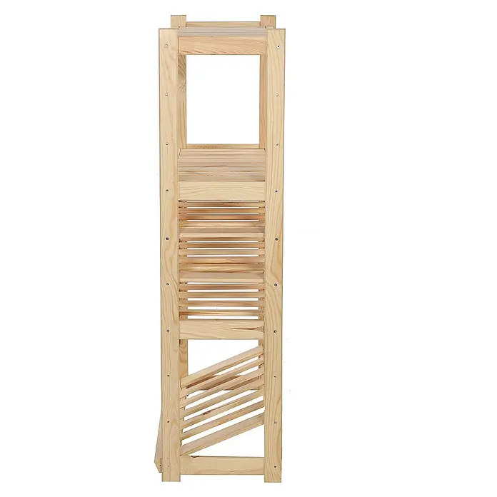 Proregal Flaschenregal & Weinregal SPREEWALD für 18 Flaschen - L x B x H: 33 x 70 x 124 cm, Holz - Aufnahme eines hölzernen Weinregals mit mehreren Regalen und Fächern zur Aufbewahrung von Weinflaschen oder anderen Gegenständen.