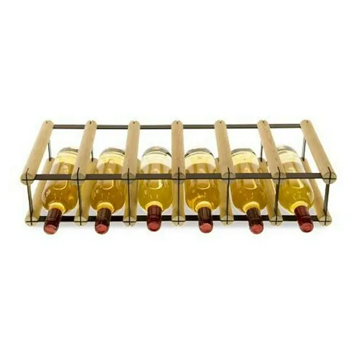 Proregal Flaschenregal Modulares Weinregal VINOTECA MOD METAL für 6x1 Flaschen - L x B x H: 24,5 x 62,5 x 12,5 cm, Holz - Ein Weinregal aus Holz mit sieben Flaschen Weißwein. Das Regal hat ein schlichtes Design und ist ideal für die Aufbewahrung von Wein.