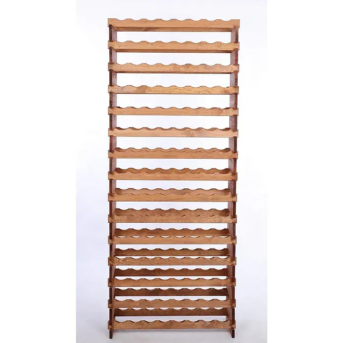 Proregal Flaschenregal Weinregal VINOTECA FLEX PRO für 120 Flaschen - L x B x H: 28 x 84 x 205 cm, Holz, Anzahl Böden: 15 Stk. - Abgebildeter ist ein Weinständer aus Holz. Das Weinregal bietet Platz für eine Vielzahl von Weinflaschen und ist ein dekoratives Möbelstück.