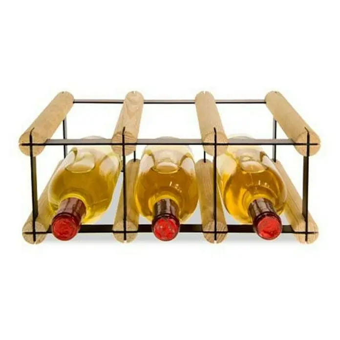 Proregal Flaschenregal Modulares Weinregal VINOTECA MOD METAL für 3x1 Flaschen - L x B x H: 24,5 x 32,5 x 12,5 cm, Holz - Weinflaschenregal aus Holz und Metall mit drei Flaschen Weißwein. Praktische und stilvolle Weinlagerung für Zuhause.
