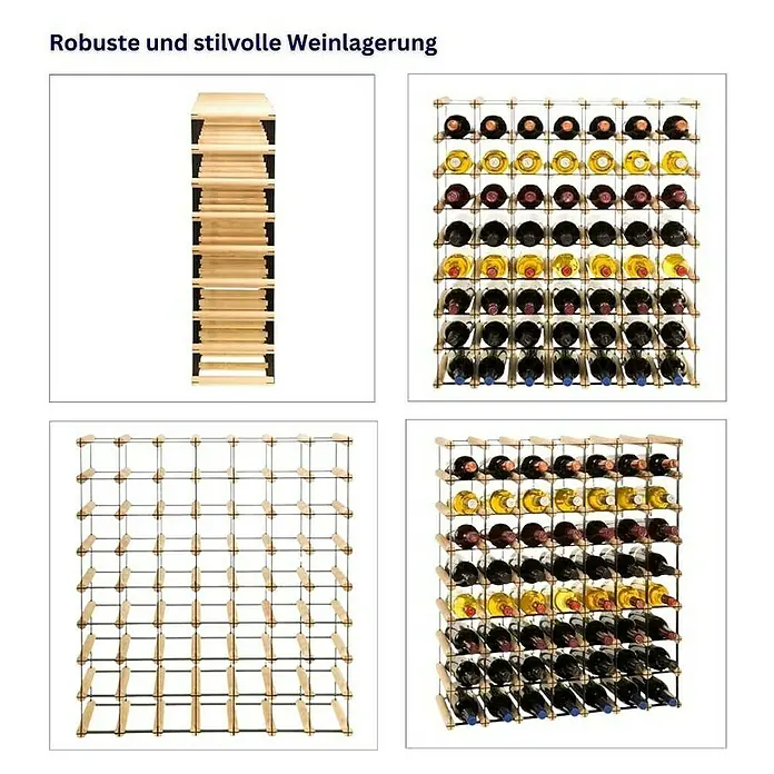 Proregal Flaschenregal Modulares Weinregal VINOTECA MOD METAL für 7x8 Flaschen - Holz - Weinregal für robuste und stilvolle Weinlagerung. Der Weinregal bietet viel Platz für Ihre Weinsammlung.