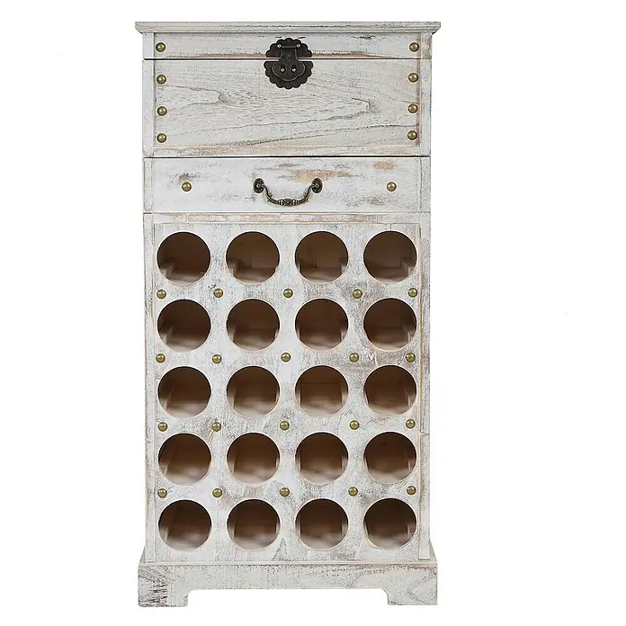 Berlinlodge Flaschenregal Weinregal mit Schublade und Truhe - Holz - Weinregal aus Holz mit zwei Schubladen und Platz für 20 Flaschen. Ideal zur Aufbewahrung von Wein und Accessoires.