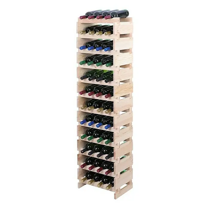 Proregal Flaschenregal Weinregal VINOTECA FLEX PRO für 48 Flaschen - L x B x H: 28 x 46 x 163 cm, Holz, Anzahl Böden: 12 Stk. - Ein Regal gefüllt mit Weinflaschen, ein Weinregal aus Holz für die stilvolle Lagerung Ihrer Lieblingsweine.