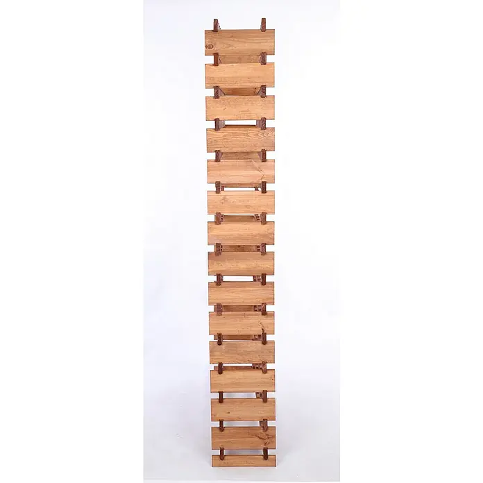 Proregal Flaschenregal Weinregal VINOTECA FLEX PRO für 180 Flaschen - L x B x H: 28 x 123 x 205 cm, Holz, Anzahl Böden: 15 Stk. - Holzregal mit horizontalen Brettern, verbunden durch dunklere Holzstücke, ideal für Weinlagerung oder dekorative Zwecke.