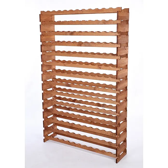 Proregal Flaschenregal Weinregal VINOTECA FLEX PRO für 180 Flaschen - L x B x H: 28 x 123 x 205 cm, Holz, Anzahl Böden: 15 Stk. - Ansicht eines hölzernen Weinregals mit 14 Regalen, das sich ideal für die stilvolle Weinlagerung eignet.