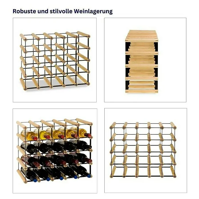 Proregal Flaschenregal Modulares Weinregal VINOTECA MOD METAL für 5x4 Flaschen - Holz - Robuste und stilvolle Weinlagerung mit diesem Weinregal für bis zu 28 Flaschen. Ideal für die Aufbewahrung Ihrer Weinsammlung.