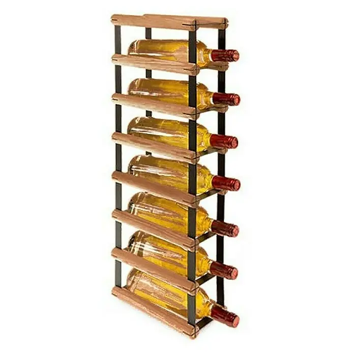 Proregal Flaschenregal Modulares Weinregal VINOTECA MOD METAL für 1x7 Flaschen - L x B x H: 24,5 x 12,5 x 72,5 cm, Holz - Weinregal aus Holz und Metall mit sieben Flaschen Weißwein, stabil und dekorativ für die stilvolle Weinlagerung.