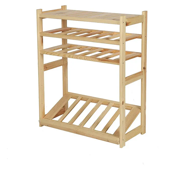 Proregal Flaschenregal & Weinregal SPREEWALD für 12 Flaschen - L x B x H: 33 x 70 x 86 cm, Holz - Holzregal mit vier Ablagen für vielfältige Nutzung im Haushalt, ideal zur Aufbewahrung.
