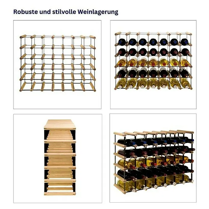 Proregal Flaschenregal Modulares Weinregal VINOTECA MOD METAL für 7x5 Flaschen - Holz - Robuste und stilvolle Weinlagerung: Weinregal aus Holz und Metall für die ideale Aufbewahrung Ihrer Weine.