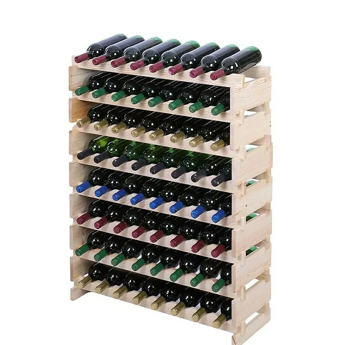 Proregal Flaschenregal Weinregal VINOTECA FLEX PRO für 68 Flaschen - L x B x H: 28 x 84 x 107 cm, Holz, Anzahl Böden: 8 Stk. - Weinregal aus Holz mit mehreren Ablagen und Weinflaschen. Optimal zur Aufbewahrung von Weinen.