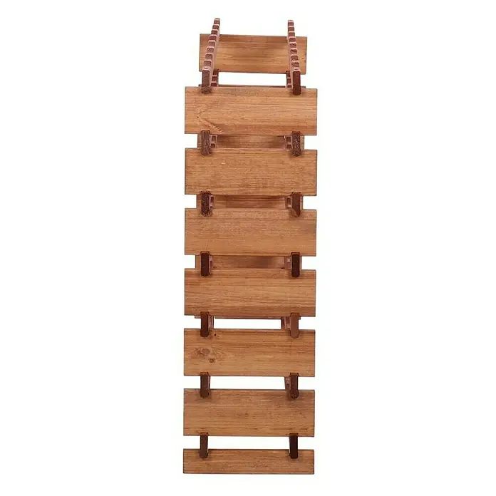Proregal Flaschenregal Weinregal VINOTECA FLEX PRO für 56 Flaschen - L x B x H: 28 x 84 x 93 cm, Holz, Anzahl Böden: 7 Stk. - Nahaufnahme eines rustikalen Weinregals aus Holz mit mehreren Ablagen, perfekt für die Aufbewahrung und Präsentation Ihrer Weinsammlung.