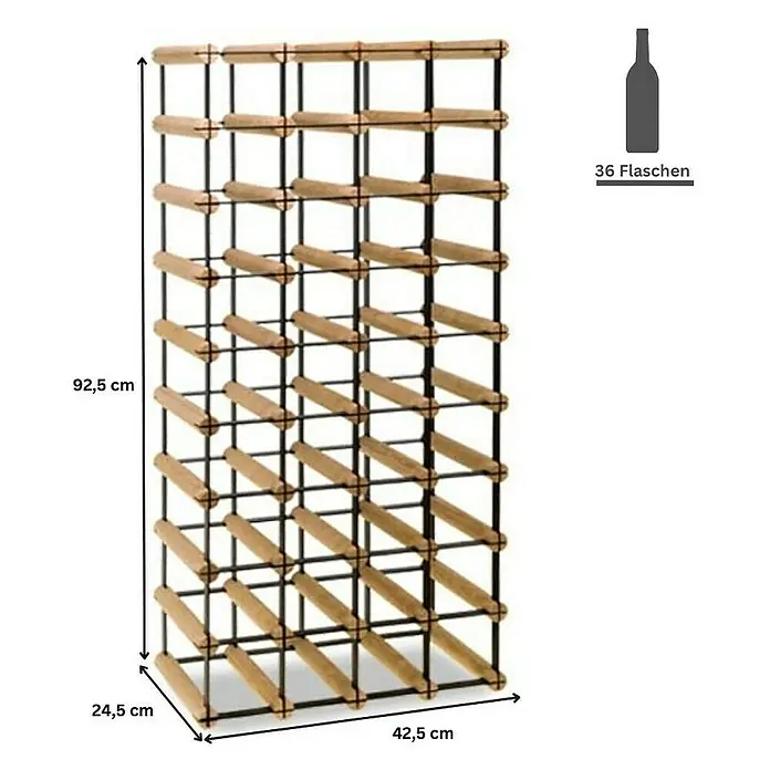 Proregal Flaschenregal Modulares Weinregal VINOTECA MOD METAL für 4x9 Flaschen - Holz - Weinregal aus Holz und Metall für 36 Flaschen mit den Maßen 92,5 x 42,5 x 24,5 cm. Ideal für die stilvolle Aufbewahrung Ihrer Weinsammlung.