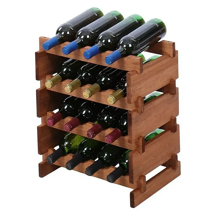 Proregal Flaschenregal Weinregal VINOTECA FLEX PRO für 16 Flaschen - L x B x H: 28 x 46 x 51 cm, Holz, Anzahl Böden: 4 Stk. - Weinregal aus Holz mit mehreren Weinflaschen. Praktische und elegante Lösung zur Aufbewahrung von Weinen.