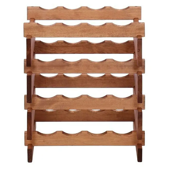 Proregal Flaschenregal Weinregal VINOTECA FLEX PRO für 16 Flaschen - L x B x H: 28 x 46 x 51 cm, Holz, Anzahl Böden: 4 Stk. - Das Bild zeigt ein rustikales Weinregal aus Holz, das Platz für mehrere Flaschen bietet und eine warme, natürliche Note vermittelt.