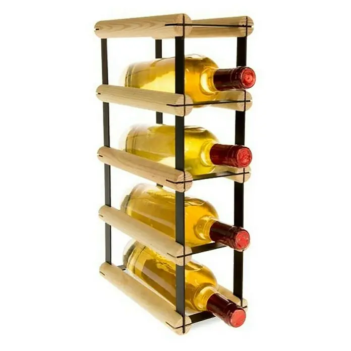 Proregal Flaschenregal Modulares Weinregal VINOTECA MOD METAL für 1x4 Flaschen - Holz - Weinflaschenregal aus Holz und Metall mit vier Flaschen Weißwein, ideal für die stilvolle Lagerung.
