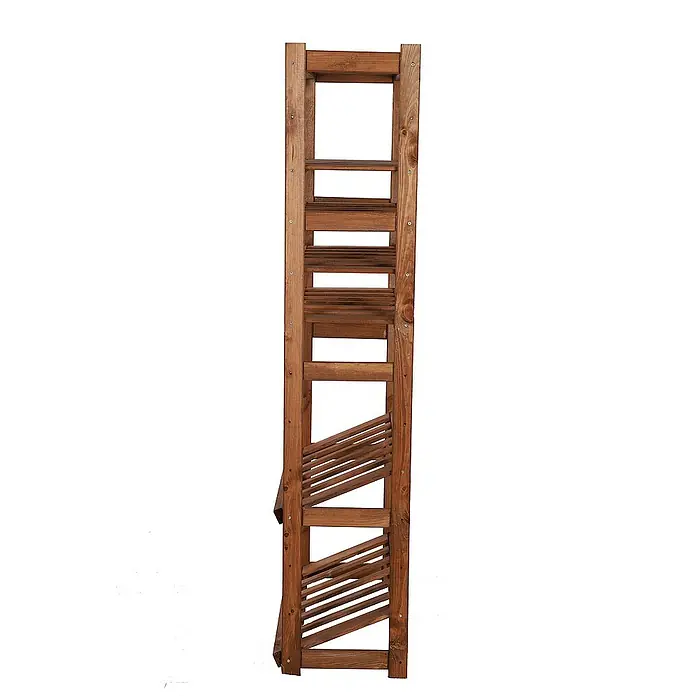 Proregal Flaschenregal & Weinregal SPREEWALD für 18 Flaschen - L x B x H: 33 x 70 x 163 cm, Holz - Aufnahme eines hölzernen Pflanzenregals mit mehreren Ebenen und Lattenrosten, ideal für Pflanzen.