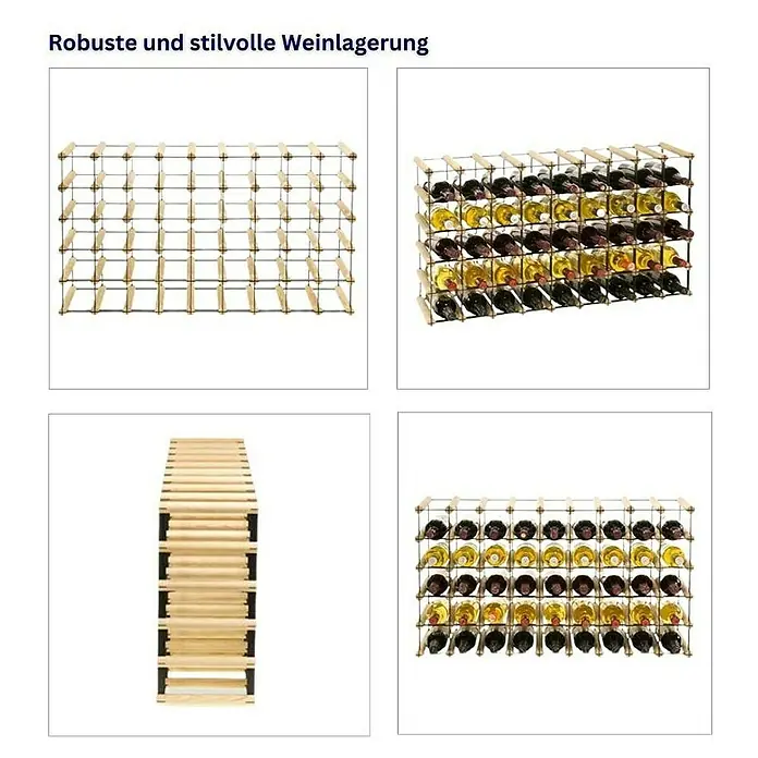 Proregal Flaschenregal Modulares Weinregal VINOTECA MOD METAL für 9x5 Flaschen - L x B x H: 24,5 x 92,5 x 52,5 cm, Holz - Weinregal zur stilvollen Weinlagerung. Das Holzregal bietet Platz für zahlreiche Weinflaschen und ist robust und elegant.