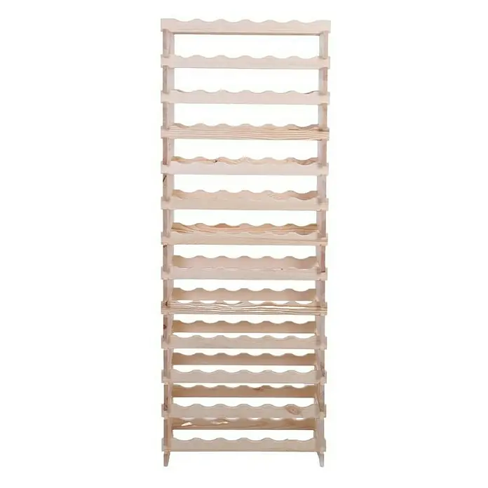 Proregal Flaschenregal Weinregal VINOTECA FLEX PRO für 78 Flaschen - L x B x H: 28 x 65 x 177 cm, Holz, Anzahl Böden: 13 Stk. - Ein hohes, unbehandeltes Holzweinregal mit gewellten Regalböden zur Aufbewahrung von mehreren Flaschen.