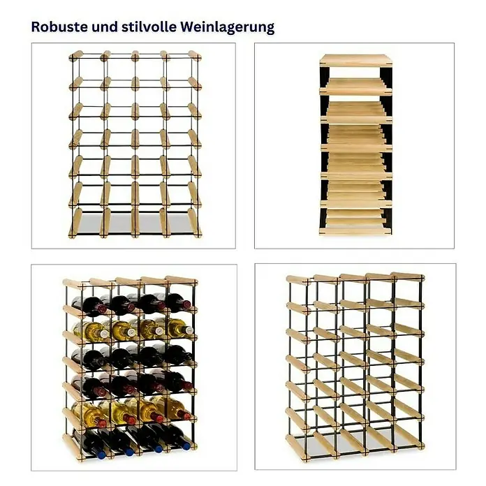 Proregal Flaschenregal Modulares Weinregal VINOTECA MOD METAL für 4x6 Flaschen - Holz - Elegantes Weinregal zur robusten und stilvollen Weinlagerung. Das Weinregal ist aus Holz und Metall gefertigt und bietet Platz für mehrere Flaschen.