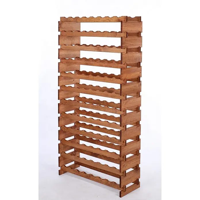 Proregal Flaschenregal Weinregal VINOTECA FLEX PRO für 96 Flaschen - L x B x H: 28 x 84 x 163 cm, Holz, Anzahl Böden: 12 Stk. - Holzregal für Weinflaschen. Das Weinregal bietet mit seinen gewellten Fächern Platz für viele Flaschen und ist ein Blickfang.