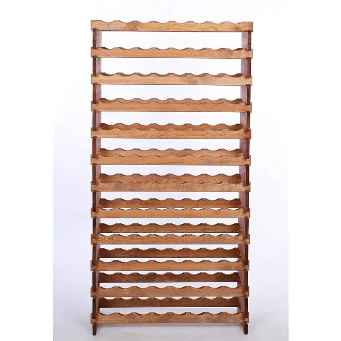 Proregal Flaschenregal Weinregal VINOTECA FLEX PRO für 96 Flaschen - L x B x H: 28 x 84 x 163 cm, Holz, Anzahl Böden: 12 Stk. - Das Bild zeigt ein hohes, freistehendes Weinregal aus Holz mit mehreren Regalböden zur stilvollen Lagerung von Weinflaschen.