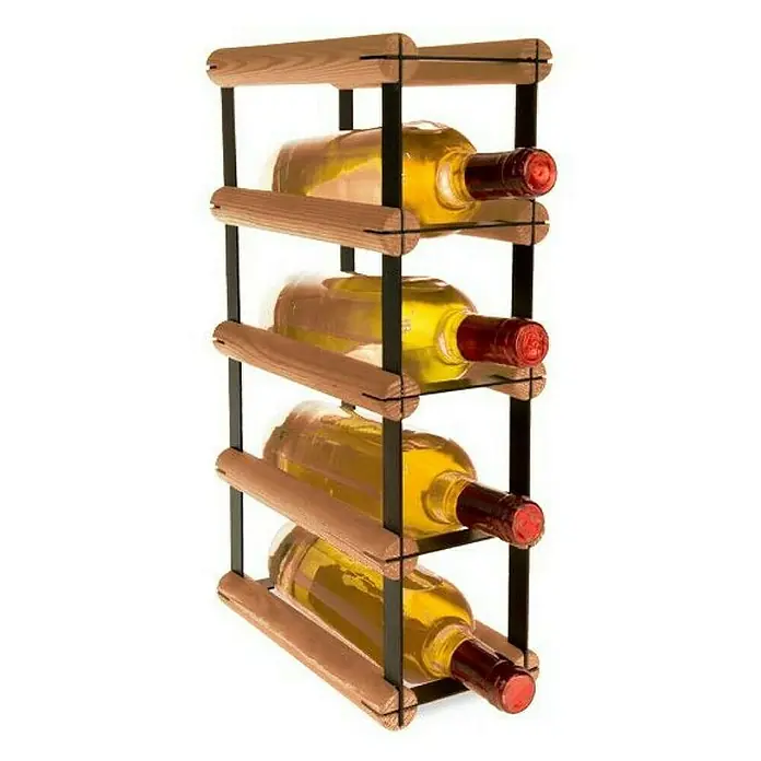 Proregal Flaschenregal Modulares Weinregal VINOTECA MOD METAL für 1x4 Flaschen - Holz - Weinregal mit vier Flaschen Wein. Das Regal hat ein rustikales Design und bietet Platz für vier Weinflaschen.