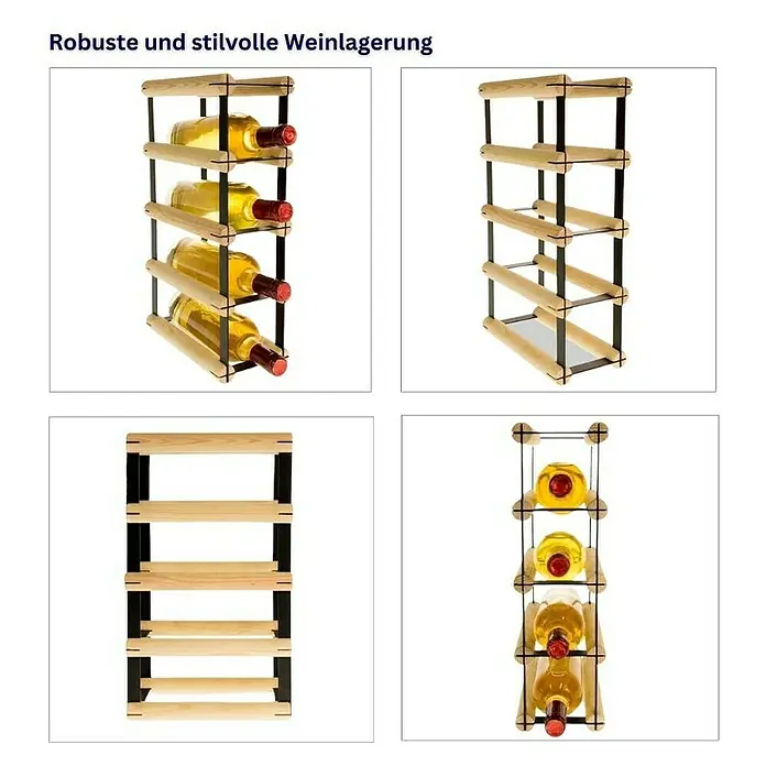 Proregal Flaschenregal Modulares Weinregal VINOTECA MOD METAL für 1x4 Flaschen - Holz - Robuste und stilvolle Weinlagerung.