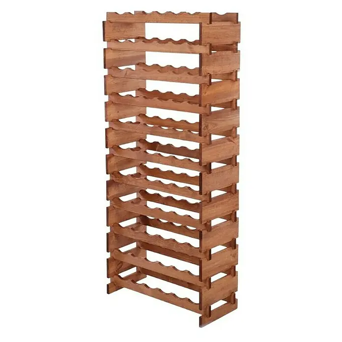 Proregal Flaschenregal Weinregal VINOTECA FLEX PRO für 66 Flaschen - L x B x H: 28 x 65 x 149 cm, Holz, Anzahl Böden: 11 Stk. - Ansicht eines hölzernen Weinregals mit mehreren Fächern zur Aufbewahrung von Weinflaschen.