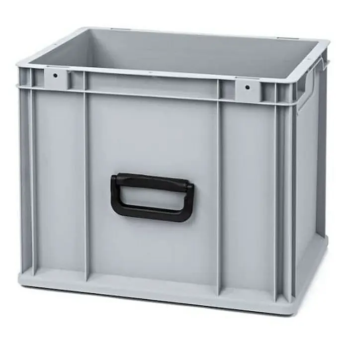 Proregal Euroboxen-Set 4x Eurobox NextGen Portable Uno - Kunststoff, Grau, 4 Stk. - Graue Kunststoffbox mit schwarzem Griff für Lagerung und Transport. Solide Stapelbox für Ordnung und Übersicht.