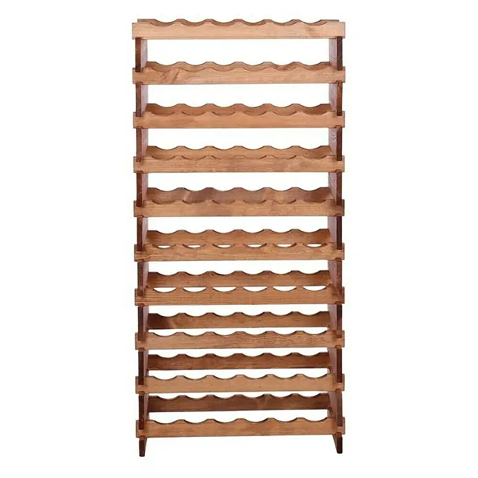 Proregal Flaschenregal Weinregal VINOTECA FLEX PRO für 60 Flaschen - L x B x H: 28 x 65 x 135 cm, Holz, Anzahl Böden: 10 Stk. - Holz Weinregal mit gewellten Regalen für eine sichere Aufbewahrung von Flaschen, ideal für Weinkeller und Wohnbereiche.