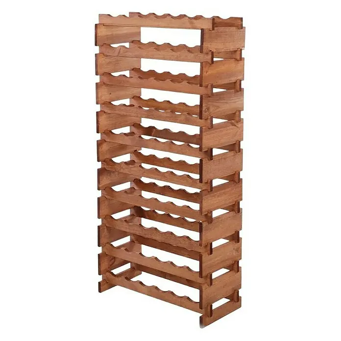 Proregal Flaschenregal Weinregal VINOTECA FLEX PRO für 60 Flaschen - L x B x H: 28 x 65 x 135 cm, Holz, Anzahl Böden: 10 Stk. - Ein Weinflaschenregal aus Holz mit gewelltem Design, ideal für die stilvolle Aufbewahrung von Flaschen. Das Weinregal bietet viel Platz.