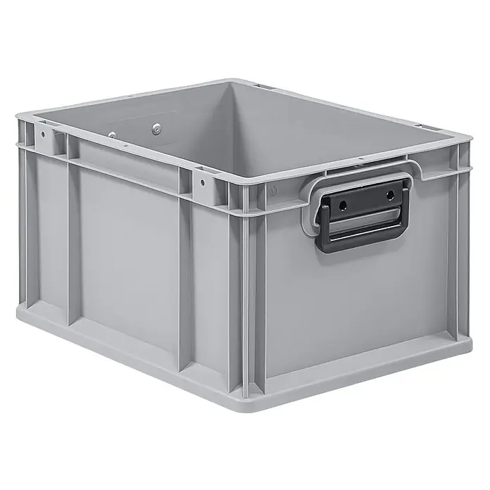 Proregal Euroboxen-Set 8x Eurobox NextGen Portable Duo - L x B x H: 40 x 30 x 22 cm, Kunststoff, Grau, 8 Stk. - Grauer, rechteckiger Stapelbehälter aus Kunststoff mit schwarzem Griff, ideal für Lagerung und Transport.