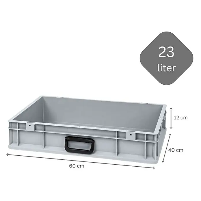 Proregal Euroboxen-Set 10x Eurobox NextGen Portable Uno - L x B x H: 60 x 40 x 12 cm, Kunststoff, Grau, 10 Stk. - Graue Kunststoffbox mit den Maßen 60 x 40 x 12 cm und einem Fassungsvermögen von 23 Litern für Lagerung und Transport.