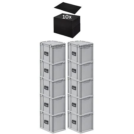 Proregal  Euroboxen-Set 10x Eurobox NextGen Portable mit Rasterschaumstoff & Schaumstoffeinlage