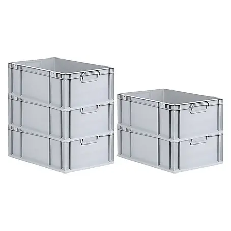 SparSet 5x Eurobox NextGen Grip | HxBxT 22x40x60cm | 44 Liter | Griffe geschlossen | Verstärkter Boden | Grau | Eurobehälter, Transportbox, Transportbehälter, Stapelbehälter, Box