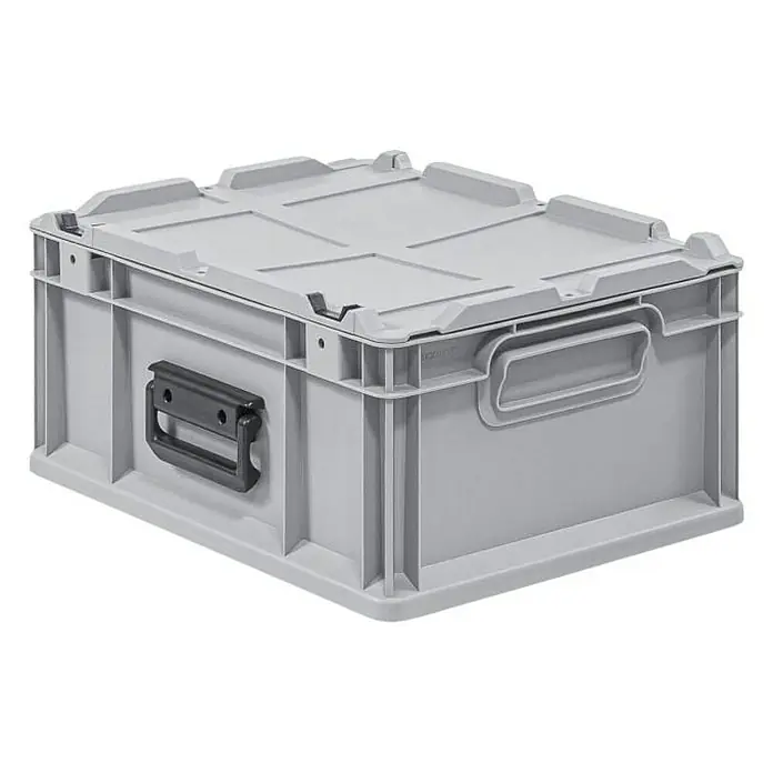 Proregal Eurobox Eurobox NextGen Portable mit Rasterschaumstoff & Schaumstoffeinlage - Kunststoff, Grau - Graue Kunststoffbox mit Deckel und Griffen, ideal für Lagerung und Transport, robust und stapelbar.