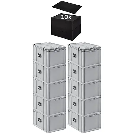 Proregal  Euroboxen-Set 10x Eurobox NextGen Portable mit Rasterschaumstoff & Schaumstoffeinlage