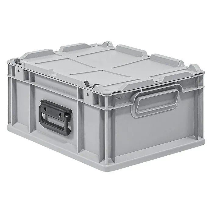 Proregal Euroboxen-Set 10x Eurobox NextGen Portable - Kunststoff, Grau, 10 Stk. - Graue Kunststoffbox mit Deckel und Tragegriffen, ideal für Lagerung und Transport. Robuste Bauweise für den vielseitigen Einsatz.