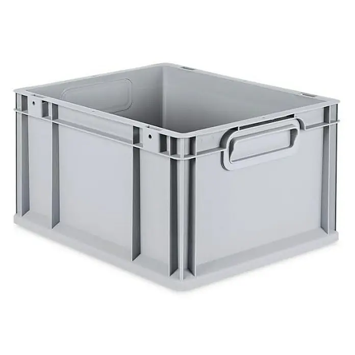 Proregal Euroboxen-Set 5x Eurobox NextGen Economy - L x B x H: 40 x 30 x 22 cm, Kunststoff, Grau, 5 Stk. - Ein grauer, rechteckiger Kunststoffbehälter mit Griffen an den Seiten für Lagerung und Transport. Ideal für Organisation.