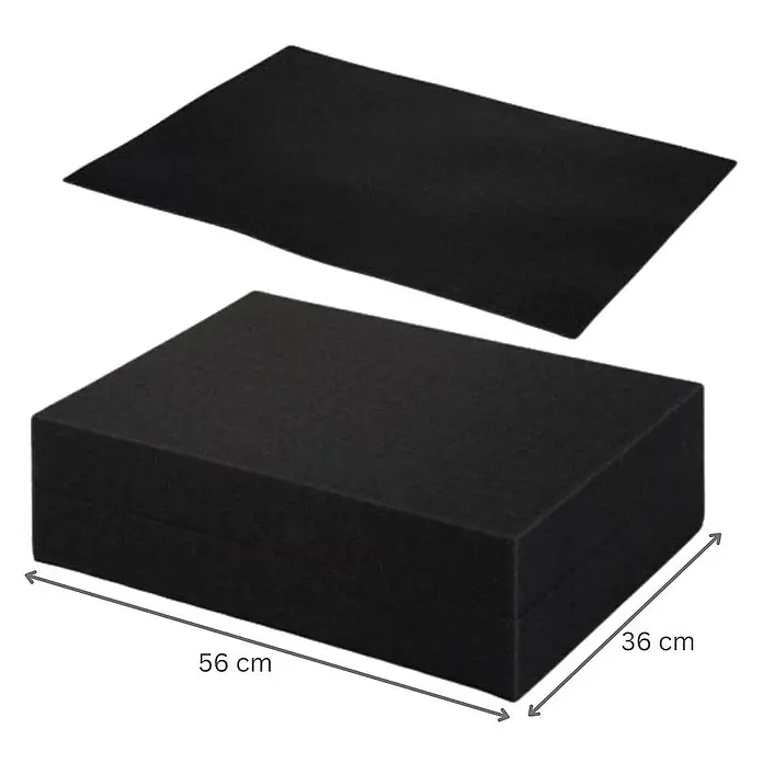 Proregal Euroboxen-Set 7x Eurobox NextGen Portable mit Rasterschaumstoff & Schaumstoffeinlage - Kunststoff, Grau, 7 Stk. - Schwarze Schaumstoffpolster mit den Maßen 56 cm x 36 cm für verschiedene Anwendungen, z. B. zur Polsterung.