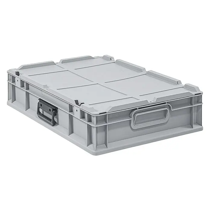 Proregal Euroboxen-Set 7x Eurobox NextGen Portable mit Rasterschaumstoff & Schaumstoffeinlage - Kunststoff, Grau, 7 Stk. - Graue Kunststoffbox mit Deckel und Griffen, ideal für Lagerung und Transport verschiedener Gegenstände. Robuste Bauweise für den täglichen Gebrauch.