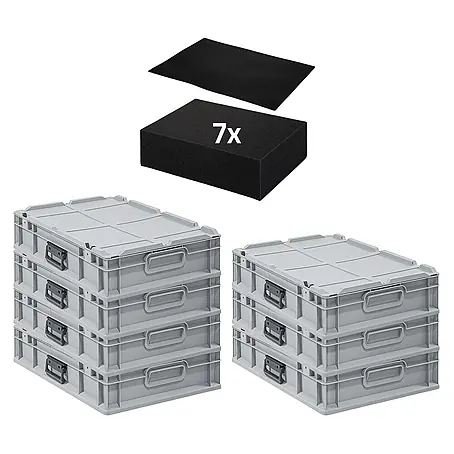 Proregal  Euroboxen-Set 7x Eurobox NextGen Portable mit Rasterschaumstoff & Schaumstoffeinlage