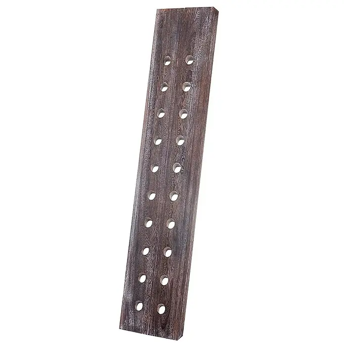 Berlinlodge Flaschenregal Rüttelbrett Weinregal für 20 Flaschen - L x B x H: 5 x 22 x 120 cm, Holz - Ein schmaler, hölzerner Weinregal-Einsatz mit runden Aussparungen zur Flaschenlagerung. Ideal für stilvolle Weinpräsentation.