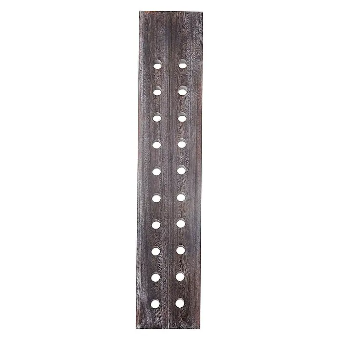 Berlinlodge Flaschenregal Rüttelbrett Weinregal für 20 Flaschen - L x B x H: 5 x 22 x 120 cm, Holz - Dunkelbrauner Weinregal-Einsatz aus Holz mit Löchern zur sicheren Aufbewahrung von Weinflaschen, ideal für Weinkeller und Wohnbereich.