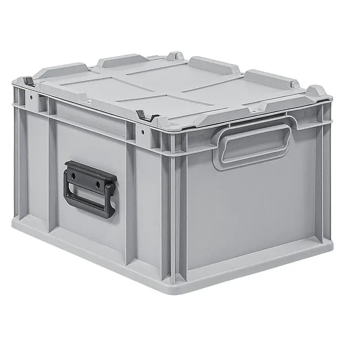 Proregal Euroboxen-Set 10x Eurobox NextGen Portable mit Rasterschaumstoff & Schaumstoffeinlage - Kunststoff, Grau, 10 Stk. - Graue Kunststoffbox mit Deckel und Tragegriffen, ideal für Lagerung und Transport. Praktisch und robust für vielfältige Anwendungen.