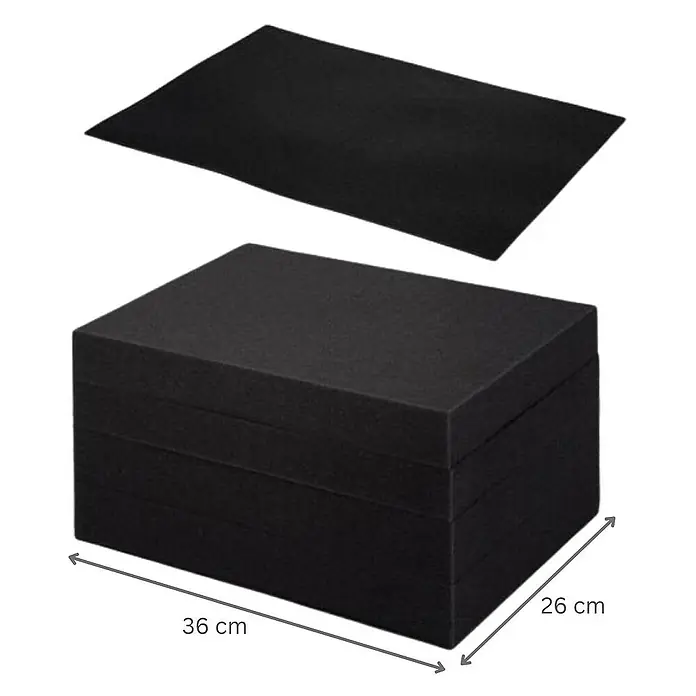 Proregal Euroboxen-Set 10x Eurobox NextGen Portable mit Rasterschaumstoff & Schaumstoffeinlage - Kunststoff, Grau, 10 Stk. - Schwarze, zusammenklappbare Matratze mit den Maßen 36 cm x 26 cm, ideal für Gäste oder unterwegs.
