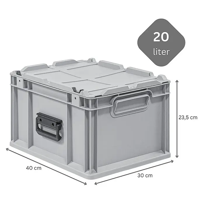 Proregal Euroboxen-Set 10x Eurobox NextGen Portable mit Rasterschaumstoff & Schaumstoffeinlage - Kunststoff, Grau, 10 Stk. - Grauer 20-Liter-Aufbewahrungsbehälter aus Kunststoff mit den Maßen 40 cm x 30 cm x 23,5 cm, ideal für die Lagerung.