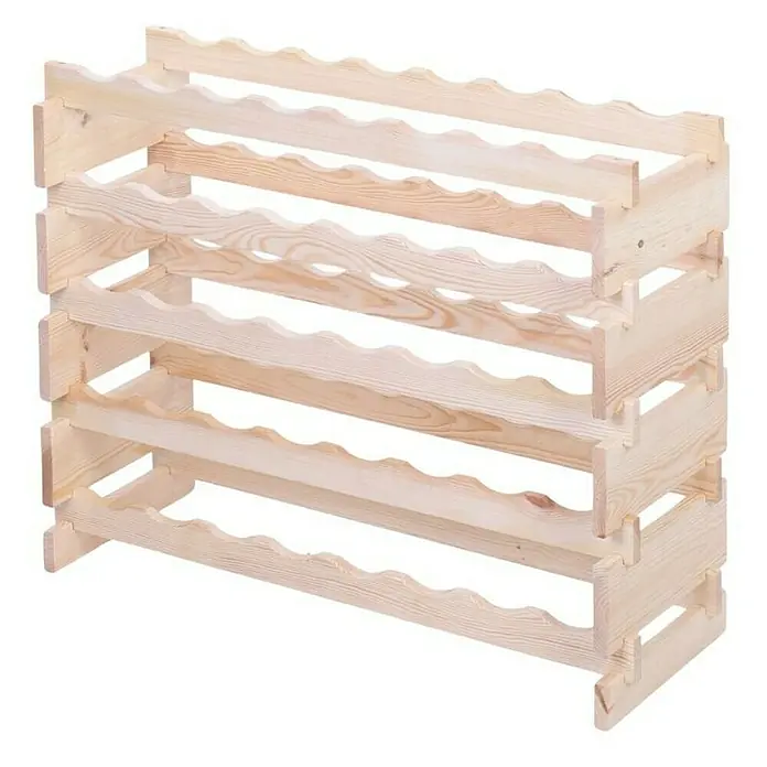 Proregal Flaschenregal Weinregal VINOTECA FLEX PRO für 40 Flaschen - L x B x H: 28 x 84 x 65 cm, Holz, Anzahl Böden: 5 Stk. - Holz Weinregal mit gewellten Regalböden zur sicheren Aufbewahrung von Flaschen, ideal für Weinkeller oder Küche.